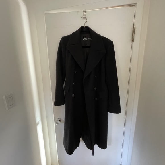 Zara wool mid length coat with belt - Picture 5 of 5